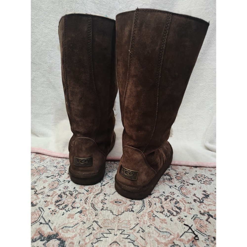 UGG Uptown II 5190 Tall Snow Boots Brown Suede Sheepskin Lined Women's Size 7 - Picture 3 of 11